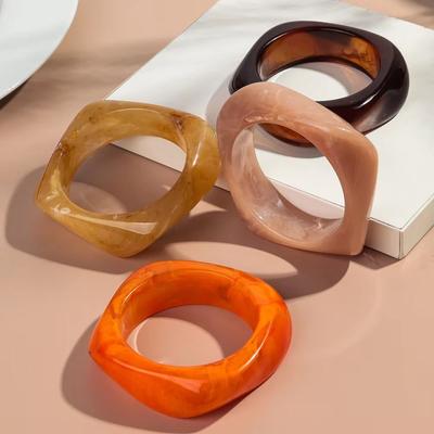 Дизайн для меньшинств Блестящий Акриловый Браслет Ретро Геометрия Преувеличенный Акриловый Широкий Браслет Креативный Винтаж