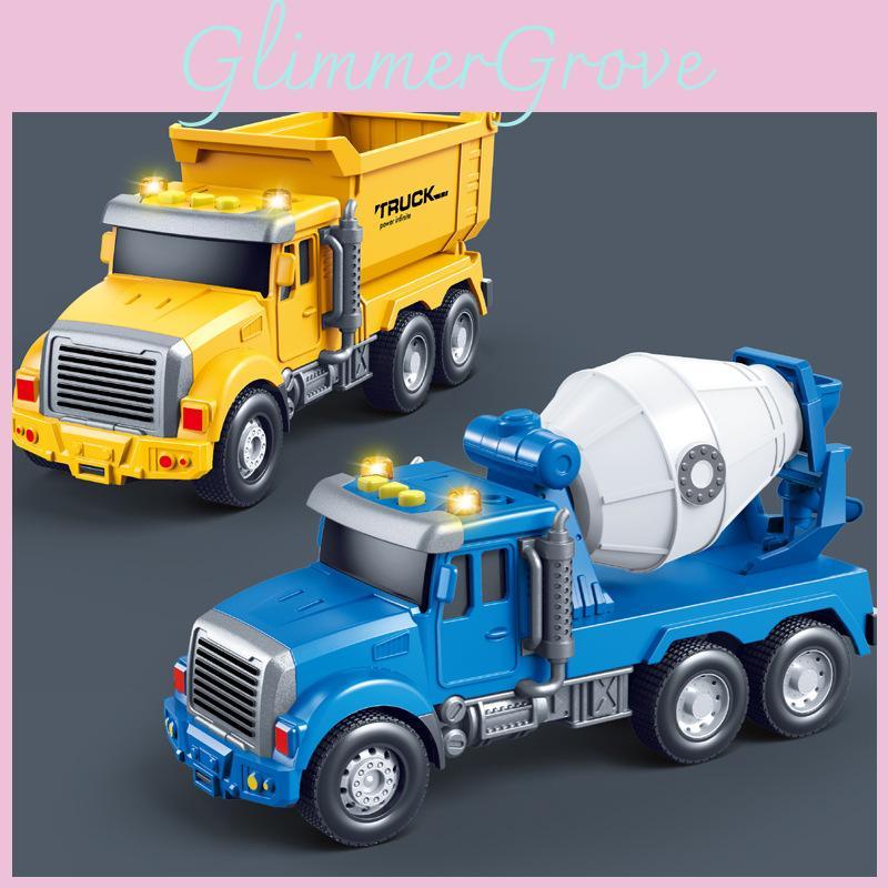 Dump And Mixer Truck Model Children Toy With Lighting And Storytelling Function For Toddlers