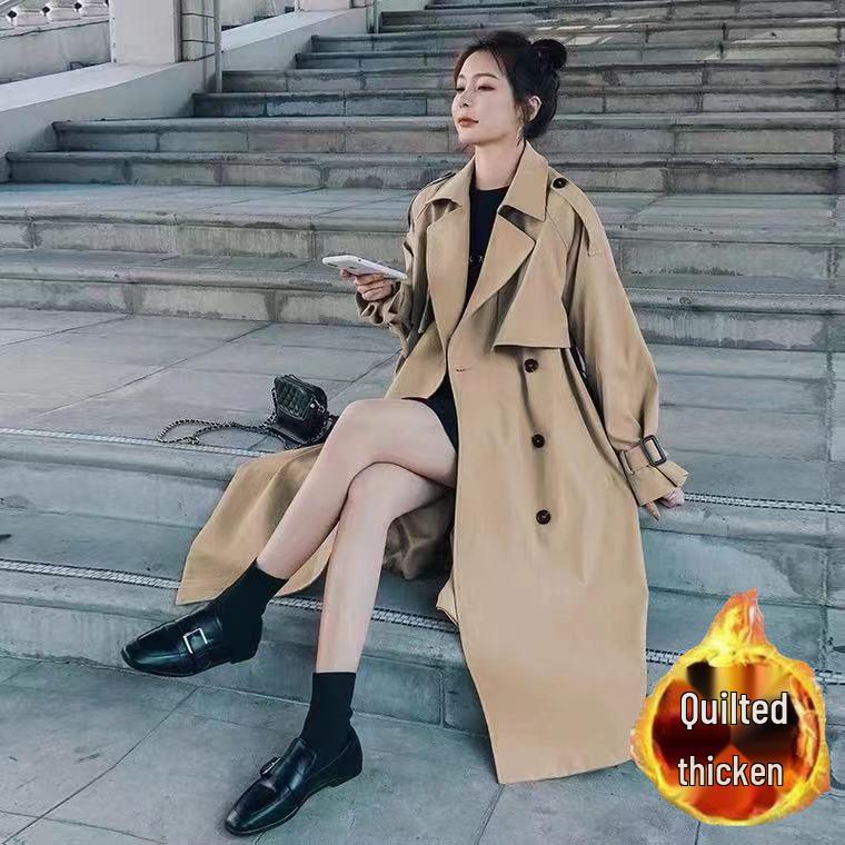 Женский тренч средней длины для миниатюрных фигур в корейском стиле, осень/зима 2025