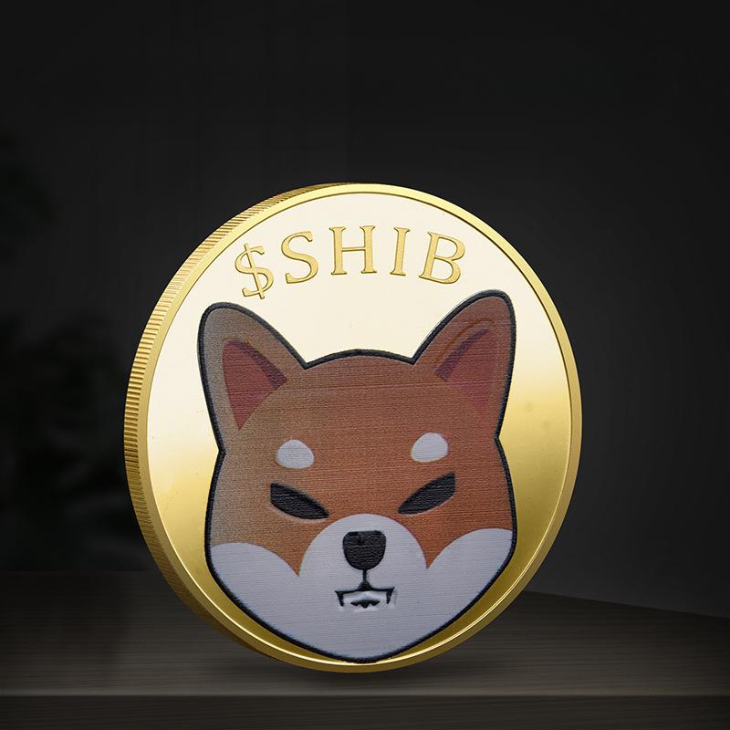 Цветная УФ Монета Сиба-ину Виртуальная Памятная монета Цифровая Виртуальная валюта Золотые монеты, Рождественский подарок, Наполнители для чулка