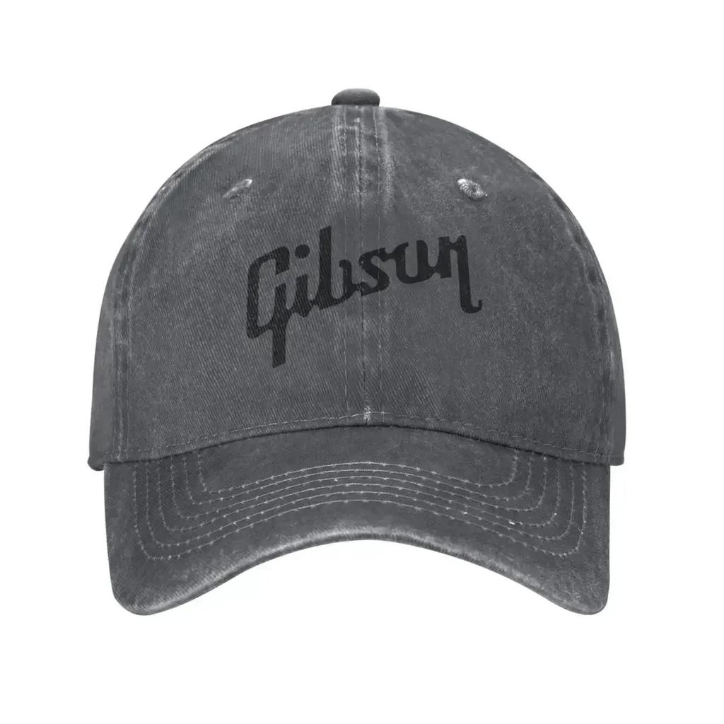 Black GGibsons Summer Retro Denim Washed Baseball Caps FeUnisex Guitar Cowboy Activities Hats Hiking Unisexs Snapback Cap