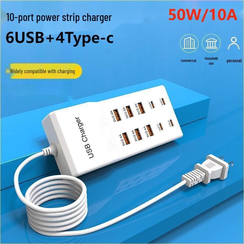 50-ваттная многопортовая зарядная станция USB-C на 10 портов