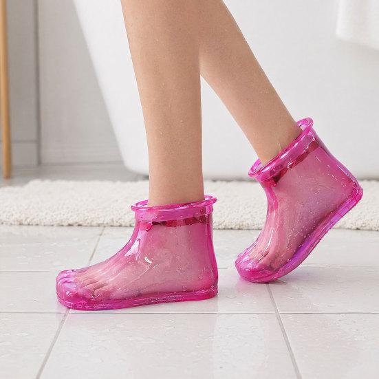 1 Pair Massage Foot Bath Shoes, Portable Feet Soaking Tub Feet Spa Shoes, Pedicure PVC Tall Foot Soaker for Foot Massage Relax