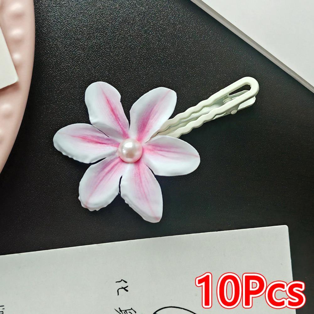 10Pcs Orchid Orchid Hair Clip with Pearl Embellishments Floral Hair Clip Beach Vacation Photography