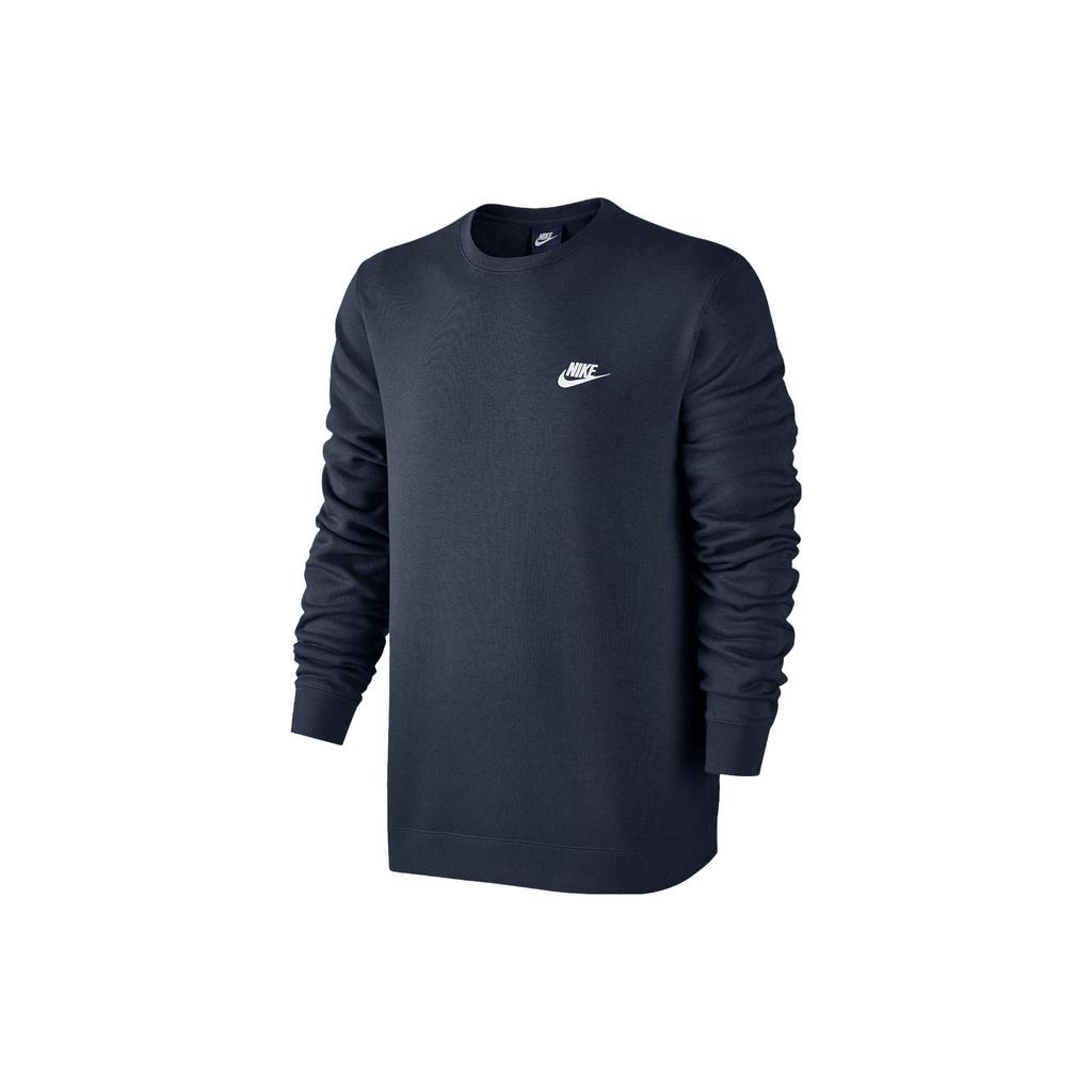 Nike Спортивная одежда с принтом логотипа, спортивная круглая горловина, свитер, мужская толстовка, темно-синяя DO1740-451