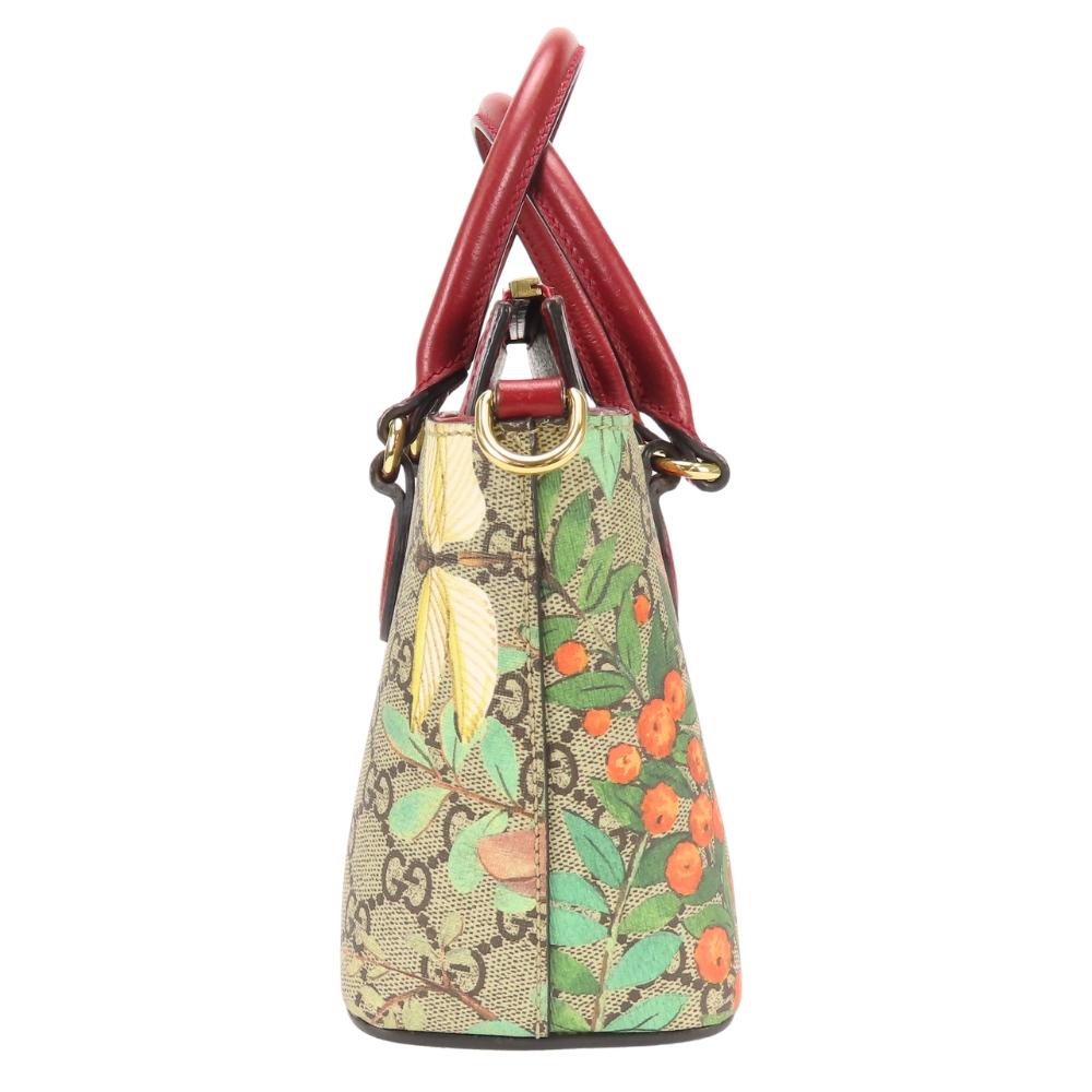 Used GUCCI Handbag Tian 453177 GG Supreme Canvas Red beige Shoulder