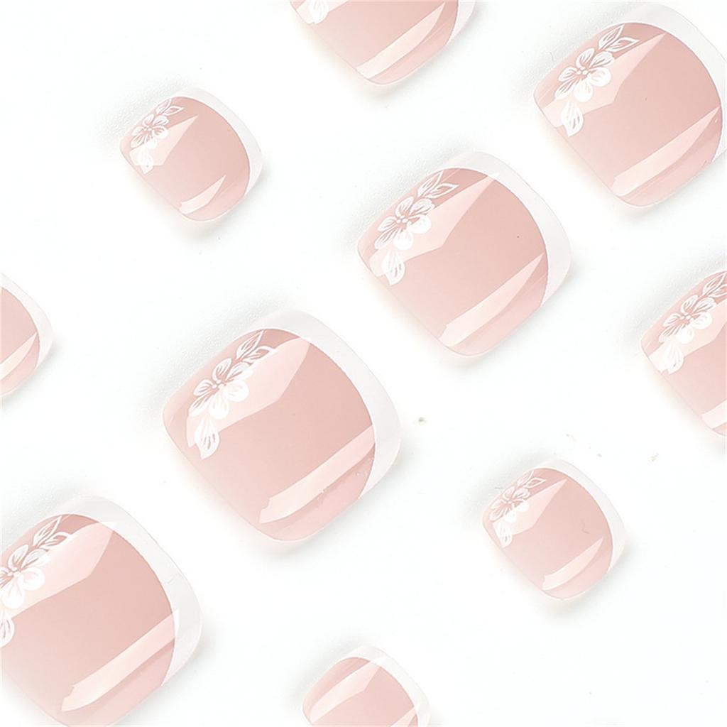French False Toenails Press On Toenails White Artificial Toenails Full Cover Toe Nails Manicure Art Decoration for Women