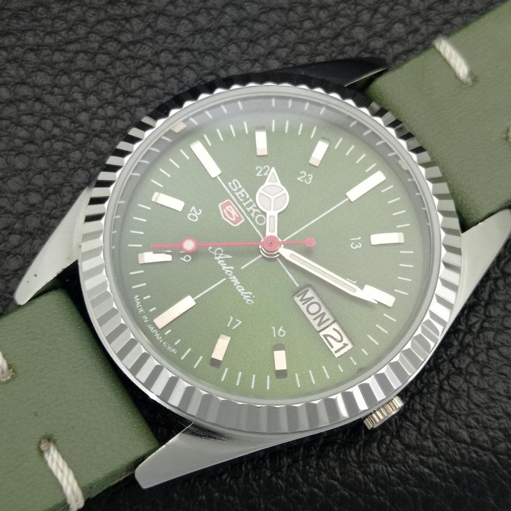 АВТОМАТИЧЕСКИЕ ВИНТАЖНЫЕ ВОССТАНОВЛЕННЫЕ SEIKO 5 6309A ЯПОНИЯ МУЖСКИЕ ЗЕЛЕНЫЕ ЧАСЫ a442822-1