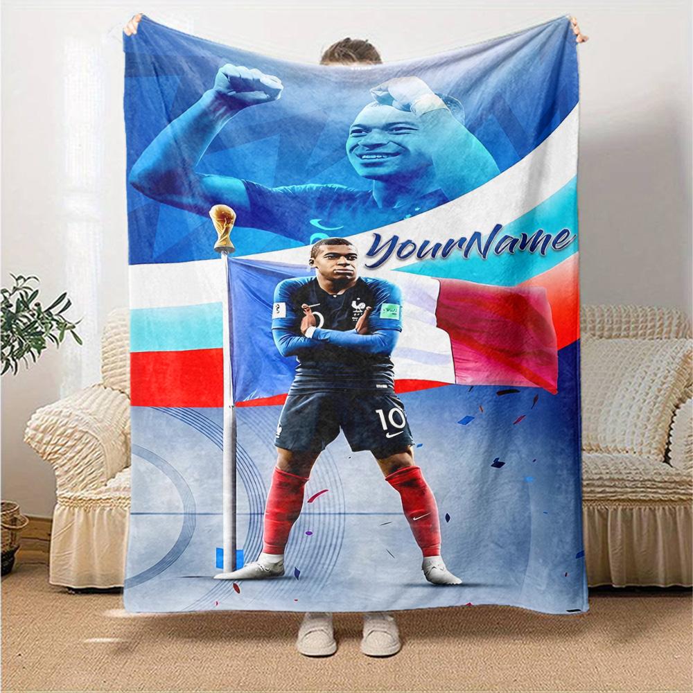 Mbappe Personalized Name Blanket Throw Personalized Blanket Ultra-Soft Perfect for Seaside Chair Picnics Nap Ideal for All Seasons