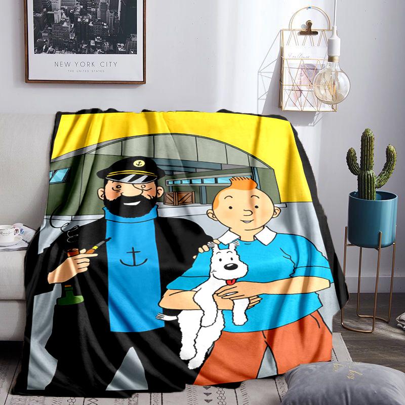 Tintin's Adventure City Blanket Lightweight Flannel Bedding Blanket Perfect for Travel, Camping, Living Rooms, Offices, Sofas, Fan Christmas gift