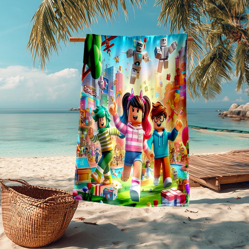 Ultra-Soft Beach Towel with Roblox Theme,Ideal for Pool - Camping, Diving - Perfect Travel Essential, Vibrant Beach Towel.