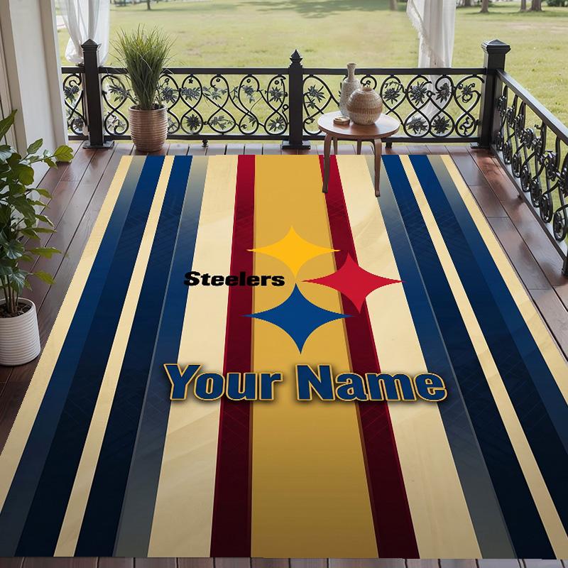 Custom Text Printed Rug Pittsburgh Steelers Non Slip Floor Carpet For Home Room Decor