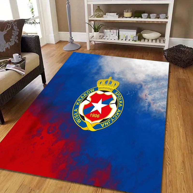 Red Star Belgrade Flannel Pattern Square Carpet,Area Rug,Carpet Rug for Living Room Bedroom Sofa Playroom Decor,Non-slip Floor Mat