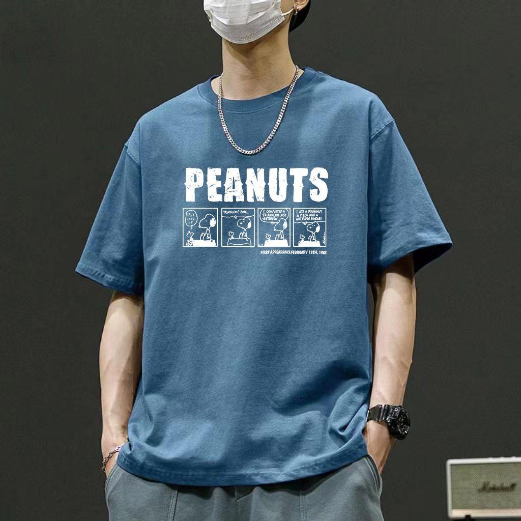 Футболка Peanuts Mans с короткими рукавами и круглым вырезом, повседневные хлопковые свитера