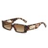 Fashion Rectangle Sunglasses Women Candy Colors Gradient Eyewear Shades UV400 Vintage Metal Cheetah Decoration Sun Glasses EMA