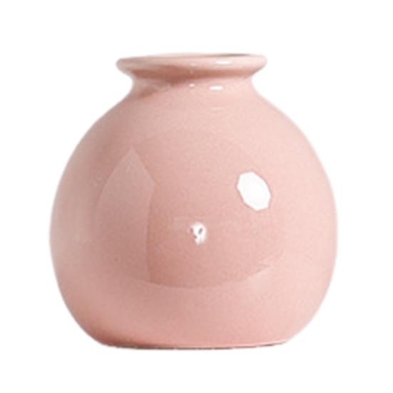 Mini Ceramic Vase Solid Color Glazed Flower Vase Desktop Decor Miniature Bud