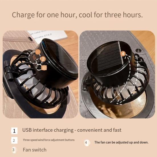 Мужская шляпа от солнца с двойным источником питания, вентилятором, трехскоростной регулируемой ветром, широкими полями, рыболовная шляпа, походная шляпа для рыбалки