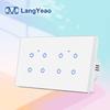 LangYeao Smart Wall TouchSwitch 2/3/4/5/6/8 Gang for Tuya WiFi 600W/Gang Power Compatible Google Assistant Alexa 240V for Home