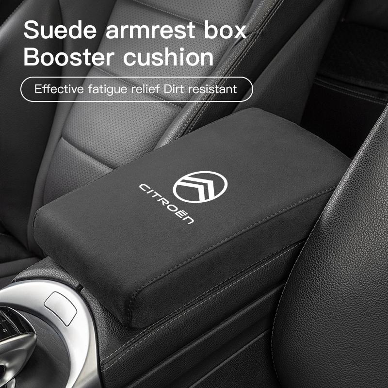 WSAU4 Car Armrest Box Heighten Pad Suede Arm Rest Cushion For Citroen C4 C3 C5 C5X e-C4 X e-C3 C-Elysee Berlingo C1 C6 C2 C-Crosser
