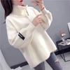Women's Spring/Fall High-Neck Loose-Fit Faux Mink-Fleece Sweater Thickened Knit Cardigan