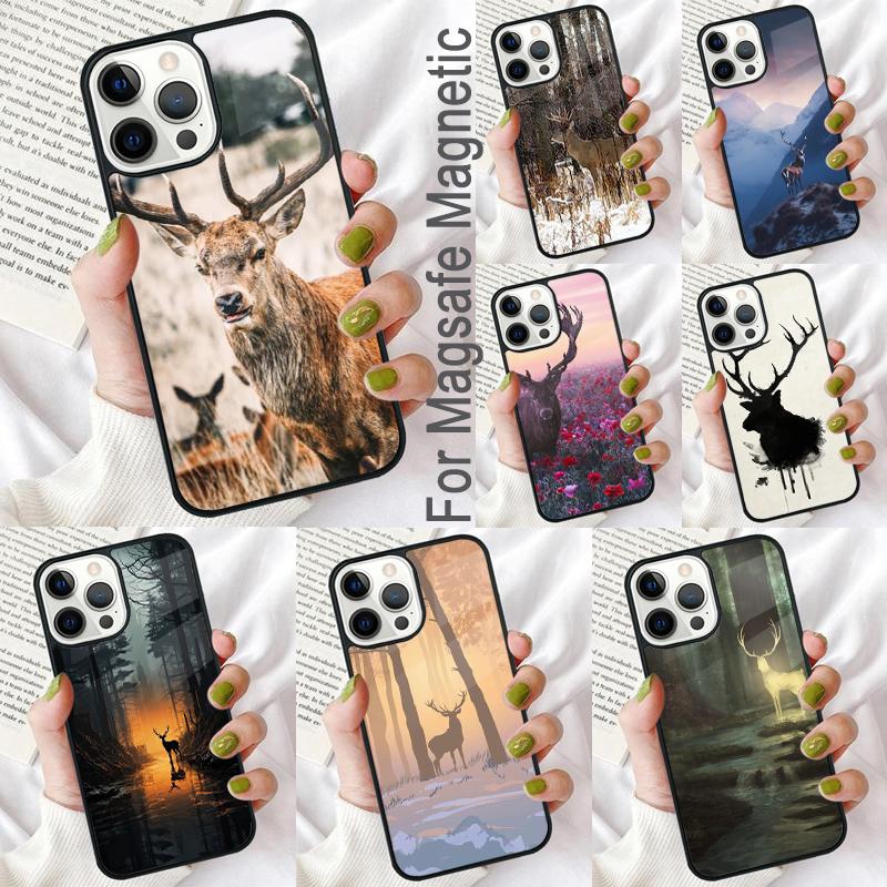 Deer Soft Phone Case for iPhone 17 Air 16e Pro max 15 Pro 13 14 Plus 11 12 MagSafe Magnetic Coque
