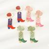 Cool Western Alloy Earrings with Cowboy Boots and Hat Charm