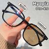 Professional Womn Men Eyeglasses Diopter Fashion Color-changing Myopia Glasses Square Frame Photochromic Nearsighted