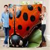 Cute Ladybug Flowers Flannel printed blanket suitable for all seasons suitable for living room office sofa and travel 180x250CM
