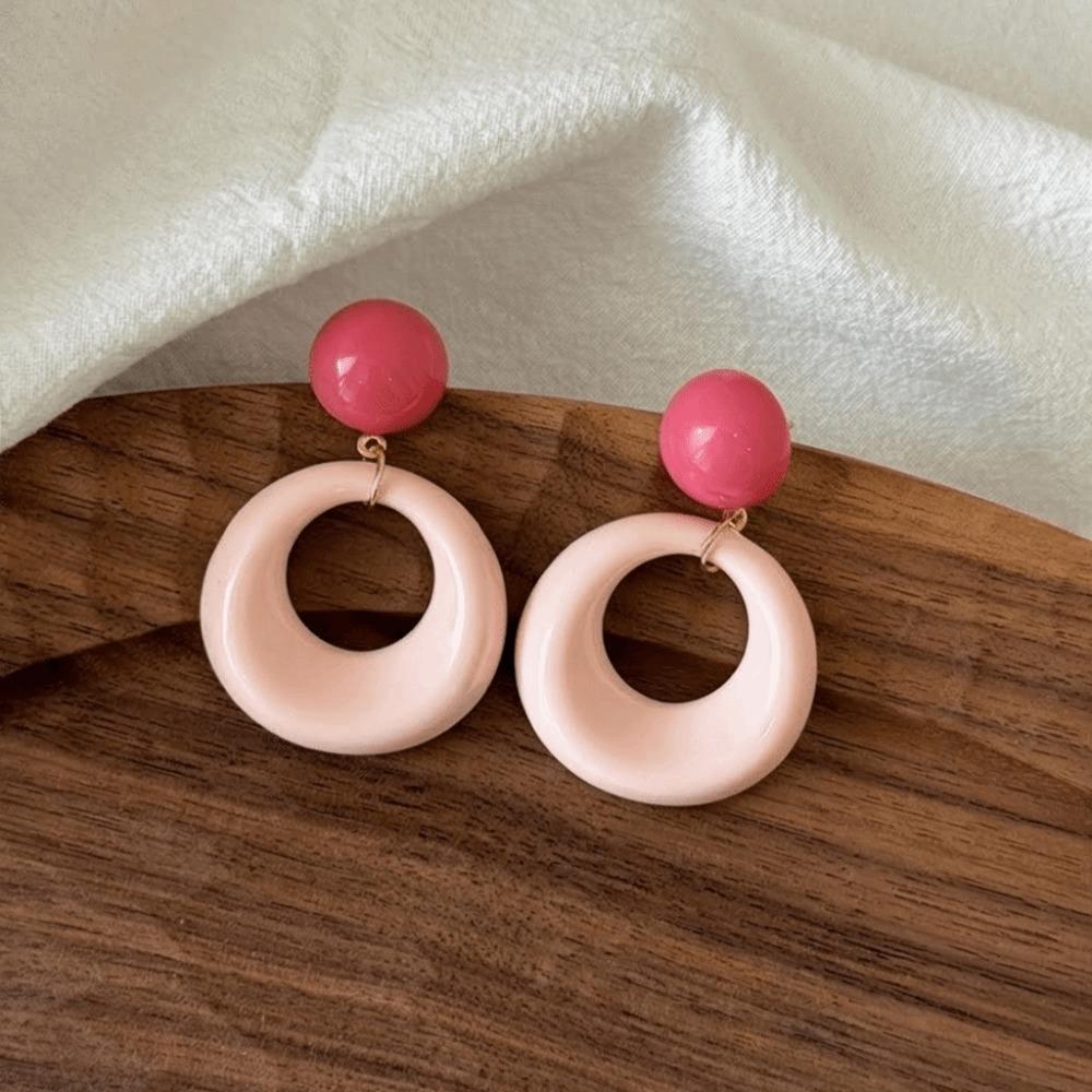 Colorful Round Drop Earrings Candy Color Contrast Color Eardrop Party