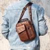 Men's Cowhide Crossbody Bag Leather Vintage Shoulder Bag Mobile Phone Small Satchel Leather Bag