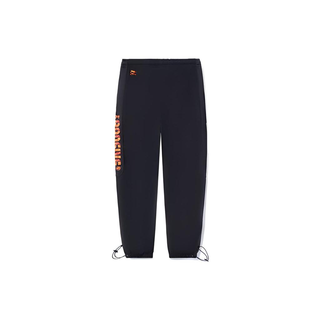 Li Ning Chang An Молодежные флисовые теплые длинные брюки с буквенным принтом, трикотажные спортивные брюки, мужские брюки черного цвета AKXR615-1