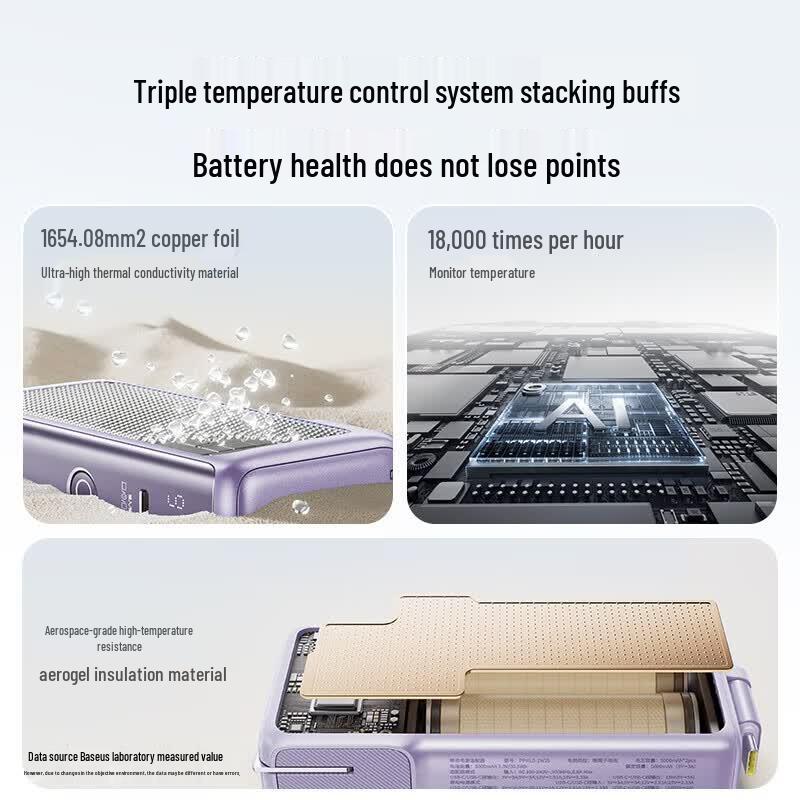 Baseus 3-in-1 35W Fast Charging Power Bank with Built-in Cable & Plug, 10000mAh