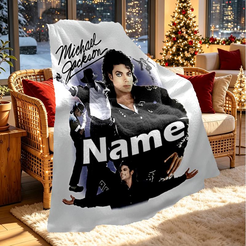 Custom Name Personalized Michael Jackson Print Blanket, Home Decor, Bedroom, Sofa, Camping, Couch, Gifts for Birthday Christmas