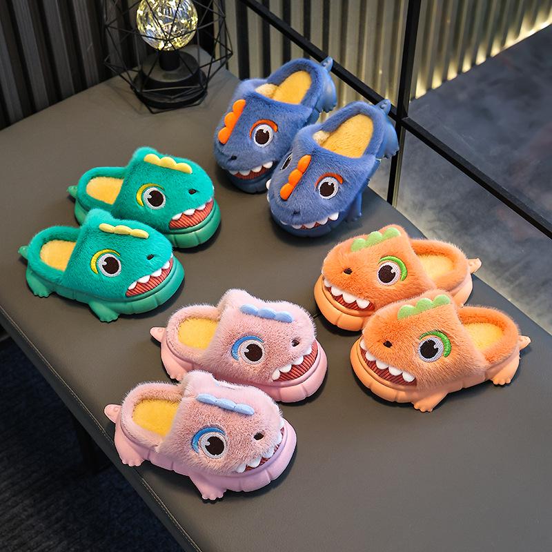 Children's Cotton Slippers for Autumn/Winter 2023: Warm, Covered-Heel Indoor Shoes for Boys and Girls, Infant Sizes Available.