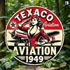 Винтажная металлическая табличка Texaco Aviation 1949 года, 8x8 дюймов, круглая, ретро, настенное искусство, декор для дома и офиса, подарок