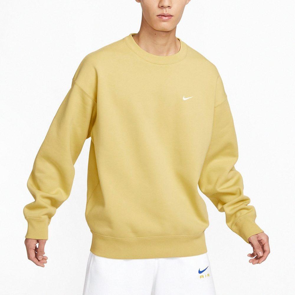 Nike Мужская флисовая толстовка с круглым вырезом Solo Swoosh Желтая DX1362-700