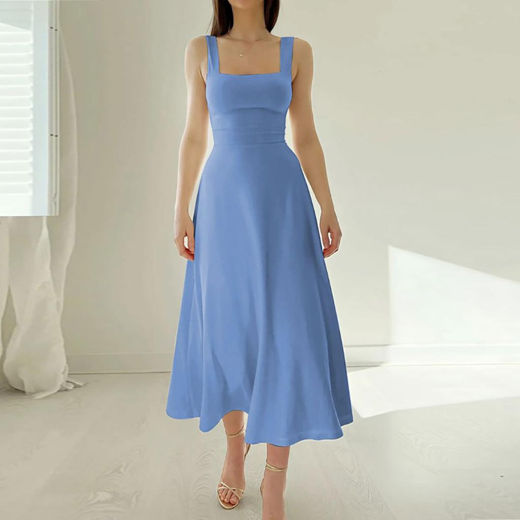 Женское платье-бретелька, сексуальные коктейльные платья для женщин, вечернее платье, элегантное платье с квадратным воротником на бретельках