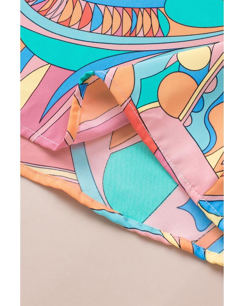 Azura Exchange Блузка с V-образным вырезом и оборками в виде абстрактной геометрии