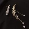Pearl tassel asymmetrical earbone clip integrated earrings personality temperament fashion earrings sterling silver