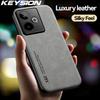 KEYSION Роскошный ретро чехол из ПУ кожи для Realme GT 7 7T 5G Мягкий силикон+ПК Ударопрочная задняя крышка для телефона для OPPO Realme GT 7T 5G