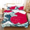 Японский дизайн «Цветы сливы и океанская волна» из 3 предметов постельного белья: односпальная двуспальная кровать, пододеяльник и 2 наволочки