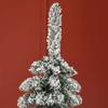 Artificial Christmas Tree Snow Covered Slim Design Fireproof 180 Cm Green White