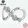 925 Sterling Silve Infinity Bloom Flowers Zircon Charm Fit DIY Women Bracelets Bangles Jewelry