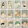 Japanese Tabby Cat in Bathtub Poster Prints Minimalist Wall Art Print Canvas Painting for Living Room Modern Home Decor