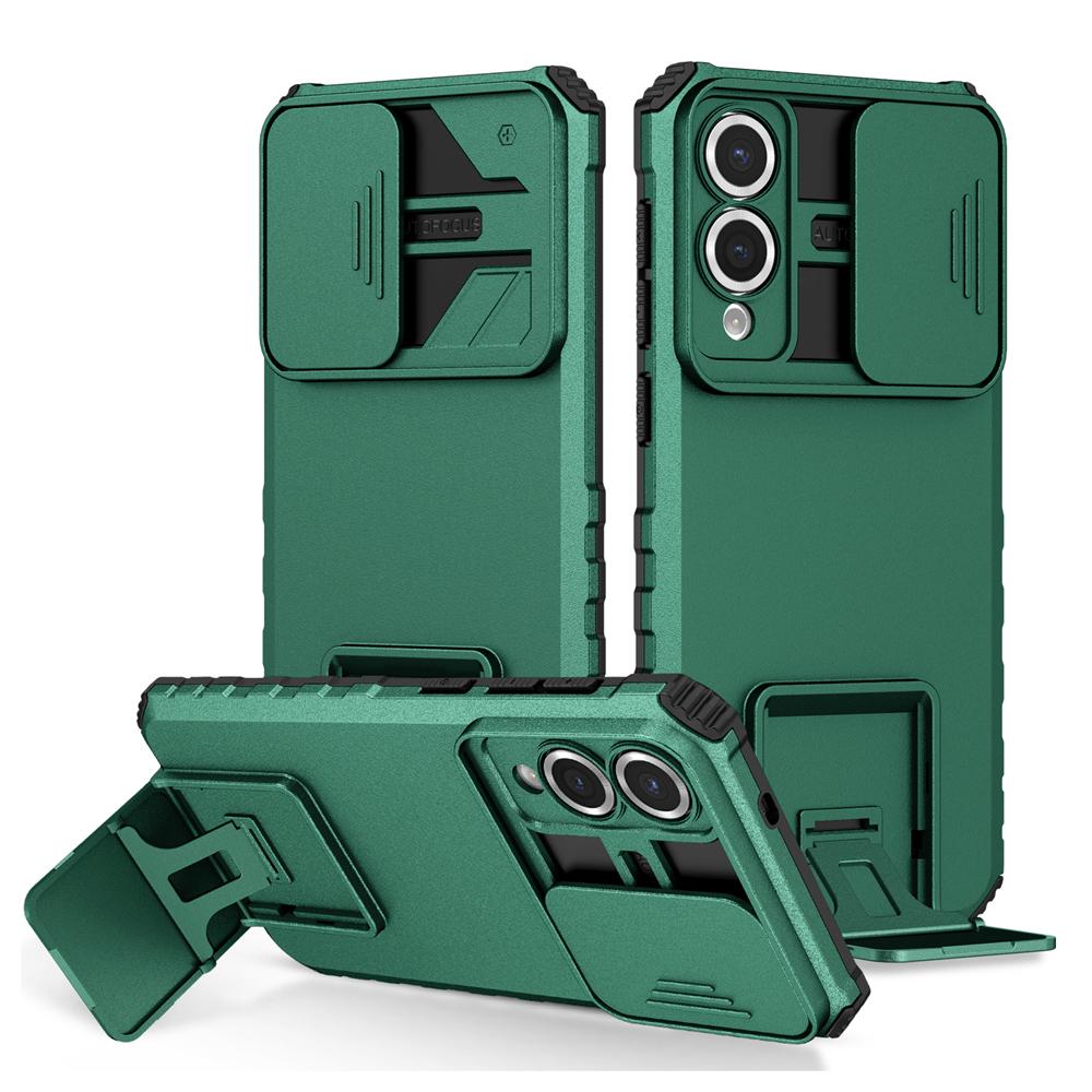 KEYSION Противоударный защитный чехол для Samsung S25 Edge 5G Slide Camera Lens Protection Live Stand Phone Cover для Galaxy S25 Edge 5G