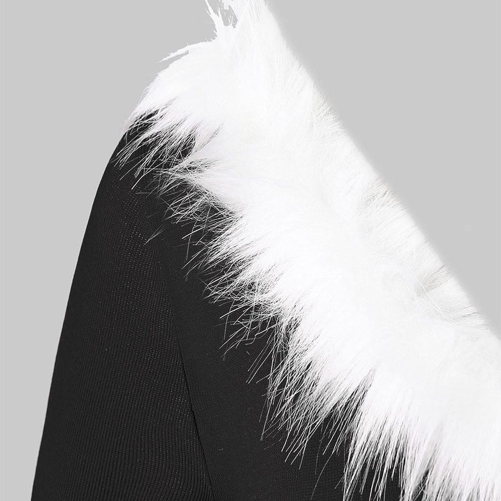 (Projector)Fashion Women's Christmas Patchwork V-neck Long-sleeved Dress