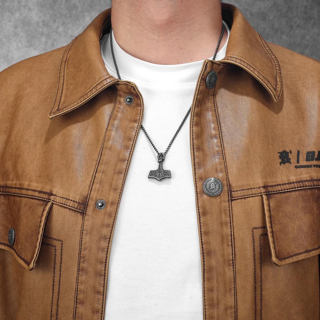 Retro Exclusive Thor Hammer Men's Necklaces with Pendant Jewelry for Men Female Punk Hip Hop Accessories Gifts