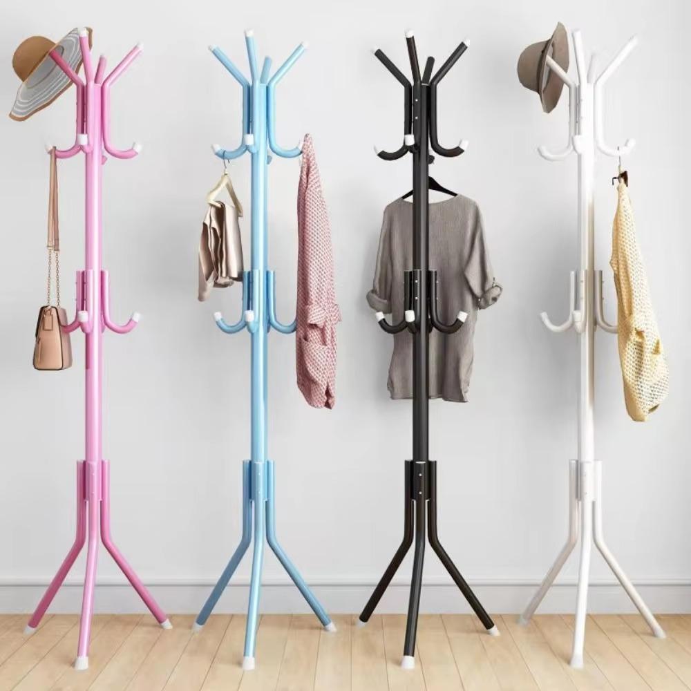 Vertical Coat Rack Floor Standing Space Saving Home Metal Material Clothes Rack Cloth and Hat Hangers Minimalist Clothes Hanger