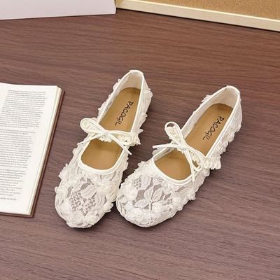 Модная Новая Обувь на Плоской Подошве Модная Кружевная Сетчатая Женская Обувь Дышащая Простая Ретро Элегантные Сандалии Классический Темперамент Изысканные Мэри Джейн 2025