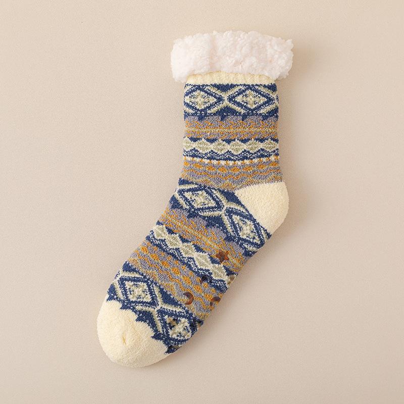 Ethnic Style Warm Socks Winter Home Floor Socks Thick Plush Men's Socks